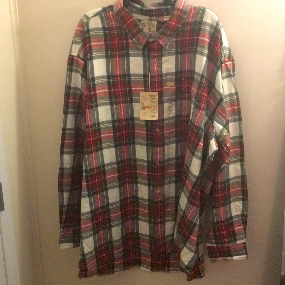 Red Head Button Down Plaid Shirt